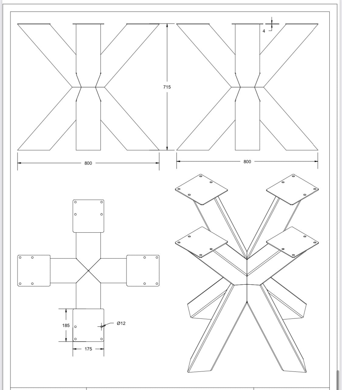Matrix Middenpoot Diamant 10x10 cm voor Vierkante en Ronde Tafels - MK054
