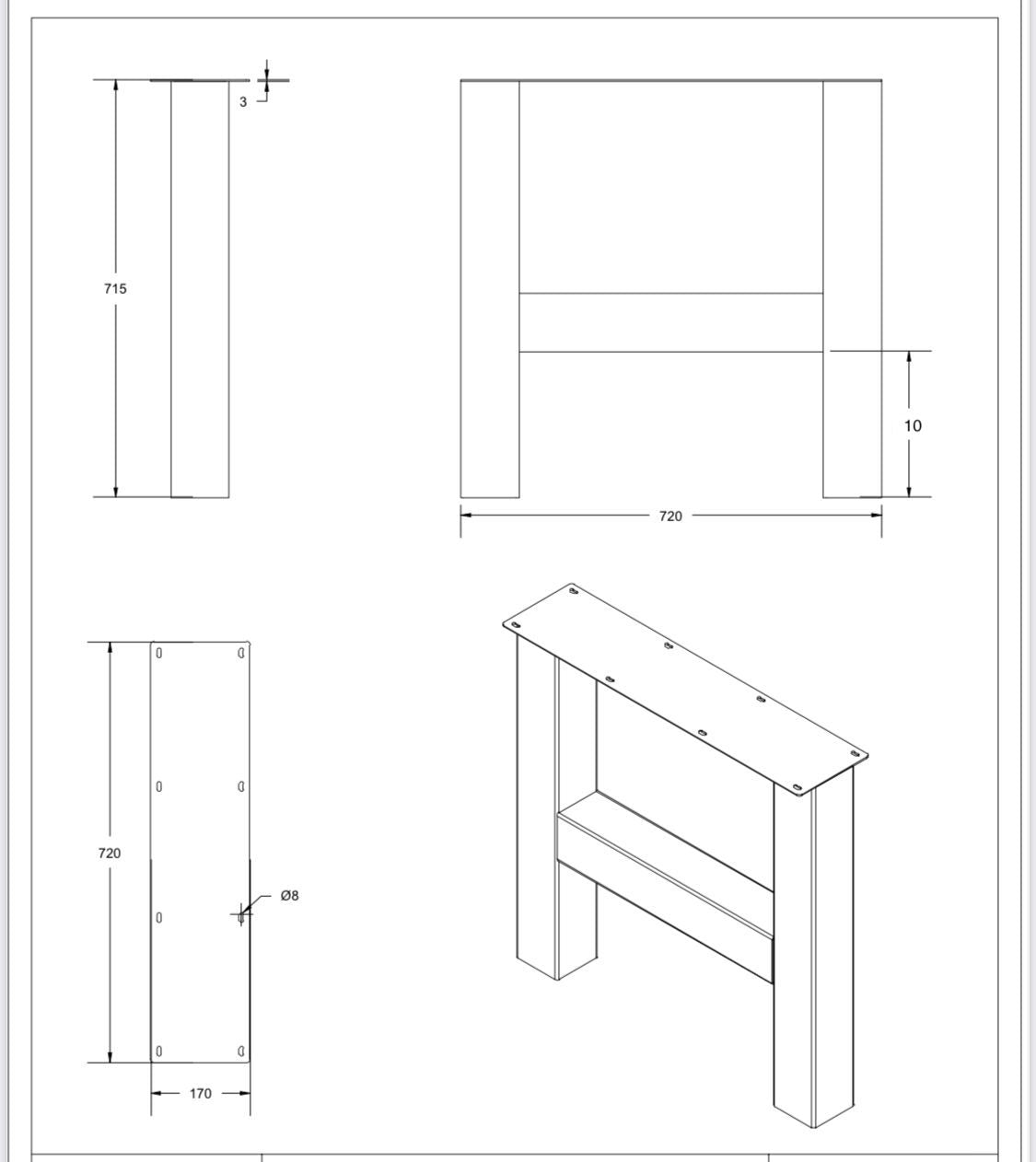 Set Industriële H - Poten 10 x 10 cm - SET013