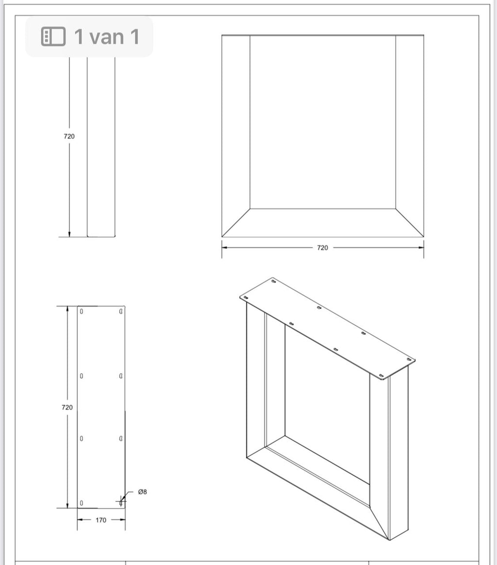 Set Industriële U - Poten 10 x 10 cm - SET001