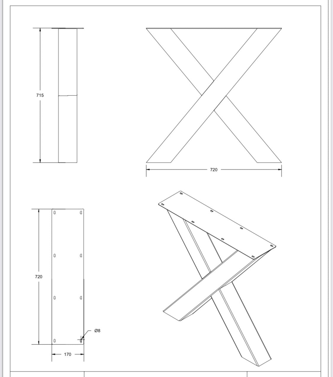Set Industriële X - Poten 10 x 10 cm - SET005