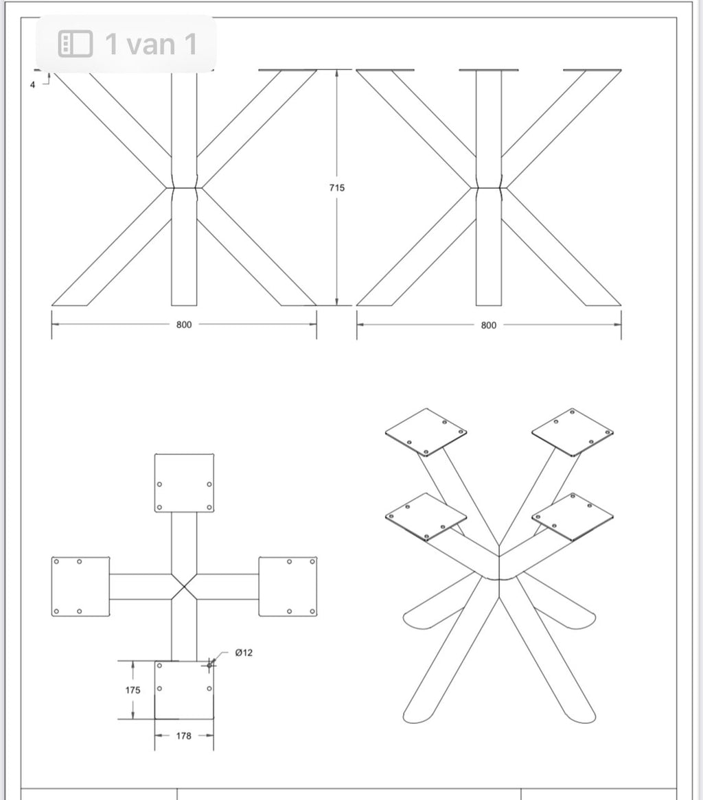 Matrix Middenpoot Ronde Buis 8x8 cm Ronde & Vierkante Tafels - MK055
