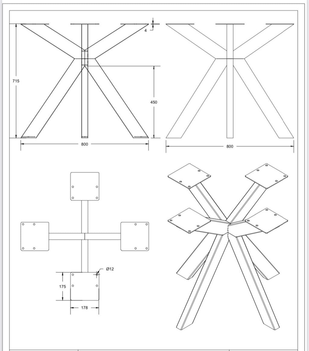 Matrix Middenpoot 8x4 Hoge Knik voor Ronde & Vierkante Tafels - MK053